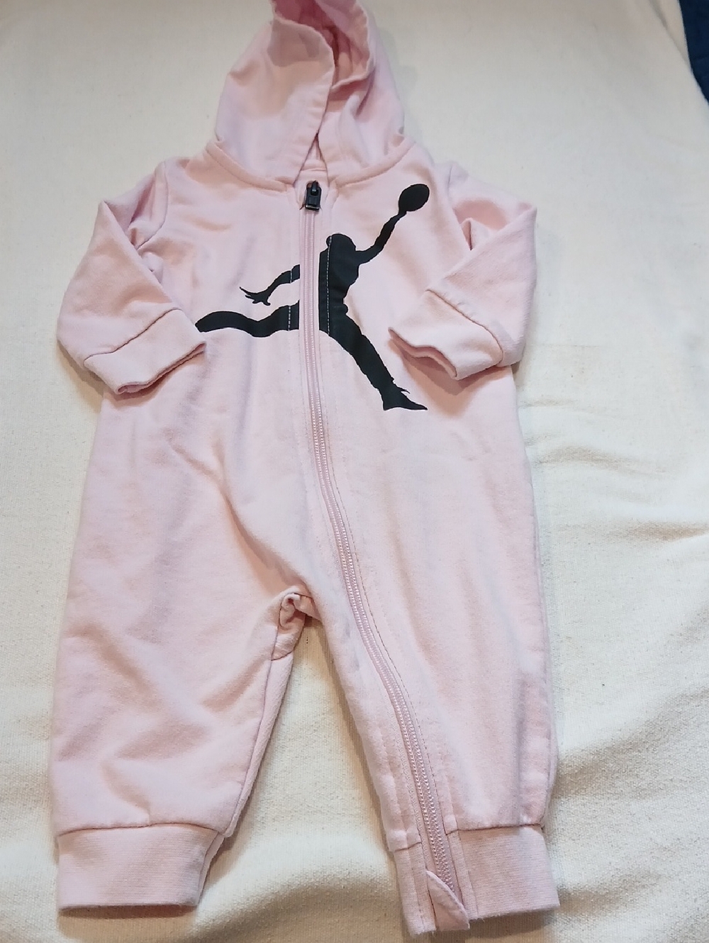 Jordan Pink Hooded Baby One-Piece with Black Jumpman